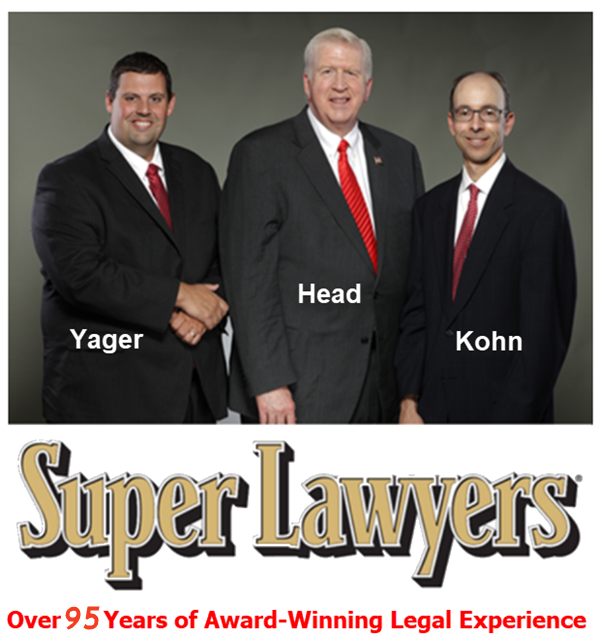 Our three law partners have amassed over 32 collective Super Lawyers annual recognitions, since that serve has started about two decades ago. Cory Yager, William Head and Larry Kohn also have over 725 AVVO 5-star ratings.