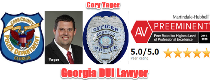 Atlanta DUI lawyer Corey Yager earned a perfect 5.0 peer rating AV Preeminent from Martindale-Hubbell, and he was a Roswell GA police officer, and also a Cobby County police officer. Cory knows how police officers can make mistakes in procedure during a traffic stop, and this helps his clients have a better case outcome.