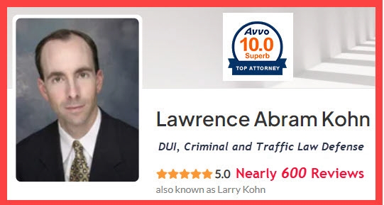 GA DUI lawyer Larry Kohn has over 500 5-star reviews at AVVO, a top lawyer rating service. Larry has handled thousands of criminal cases around Atlanta, including DUI, domestic violence, sex crimes, theft, assault, and shoplifting.