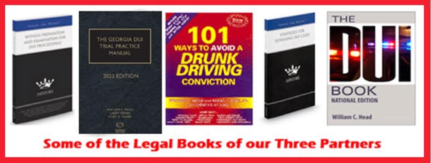 Larry Kohn, Cory Yager, and Bubba Head are legal book authors who edit their books every year, to capture the latest GA DUI Law changes. Titles include :101 Ways to Avoid a Drunk Driving Conviction.