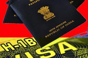 Republic of India passports with an H-1B visa graphic, illustrating immigration consequences of criminal charges