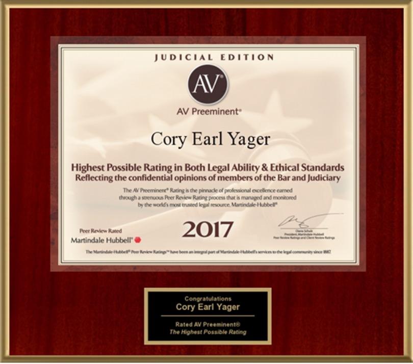 DUI Attorney Marietta, GA: Cobb County DUI Lawyer Cory Yager - Highest possible Martindale-Hubbell ratings for over a decade.